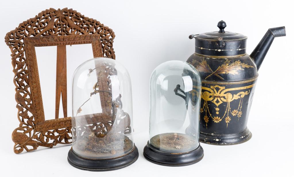 Lovebird Frame, Toleware & Glass Dome Display (1 of 3)