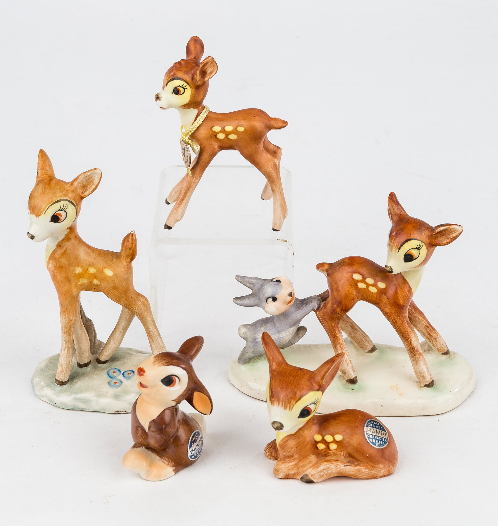Vintage Goebel Walt Disney Figurines: 5 Vintage Goebel Walt Disney Bambi character figurines, tallest approx 4"H.
