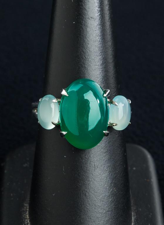 Jade and Chalcedony Sterling Ring (1 of 4)