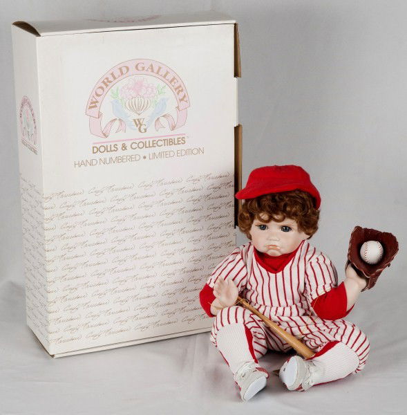 Cindy Marschner Doll: Cindy Marschner, Billy #577 out of 2500, 12 1/2" tall seated, (porcelain), World Gallery
