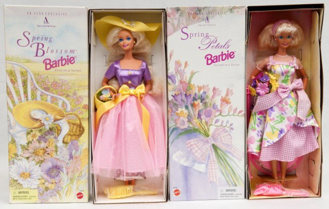 Mattel Doll: Mattel, (2) Avon Barbie, Spring Blossom #1 and Spring Petals #2 in series