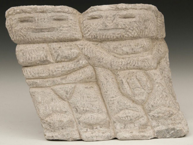 Gerald Pogach Sculpture: Gerald Pogach limestone sculpture, c.1960. Well known Philadelphia PA abstract impressionist artist, provenance Pogach Estate