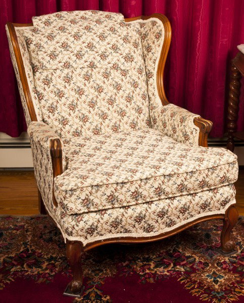 Victorian Parlor Chair: Victorian wing back parlor chair, 36"h x 29"w x 35"d