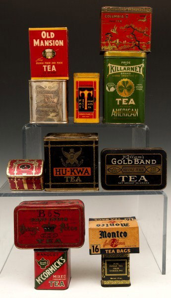 Tea Tins/Boxes: Large lot of early tea tins and boxes