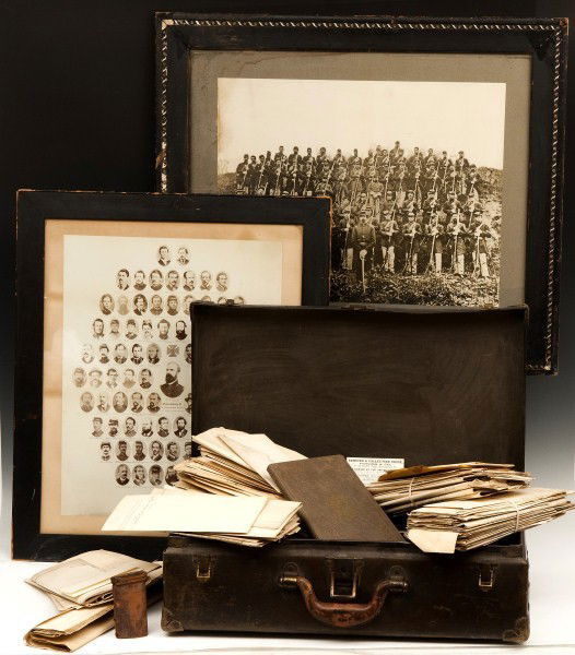 Civil War Infentry Capt. Grouping, Capt. Robert Jo: Rare Photo and Document Grouping belonging to Capt. Robert Johnson, Company E, 3rd Regiment P.R.V.C. 32nd Pennsylvania Infantry. Captain Johnson was born in Collegeville, was a plumber by trade and en