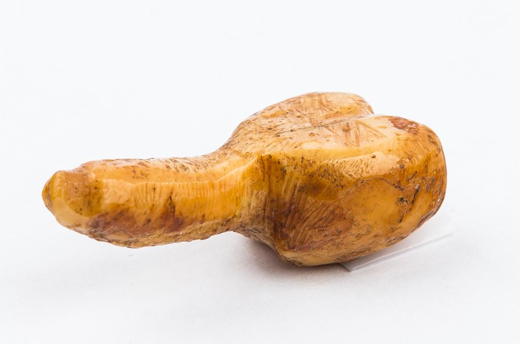 Inuit Eskimo Erotic Fetish: Inuit Eskimo fossil bone uncircumcised male genitalia fetish charm, approx 1.5"L x .75"W, from Savoonga mainland Inupiak Thule.