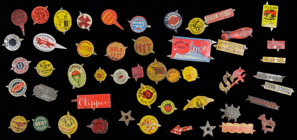 Antique Tobacco Tags: Approx 50 antique tobacco tags, including Schnapps, Corker, Battle Axe and more.
