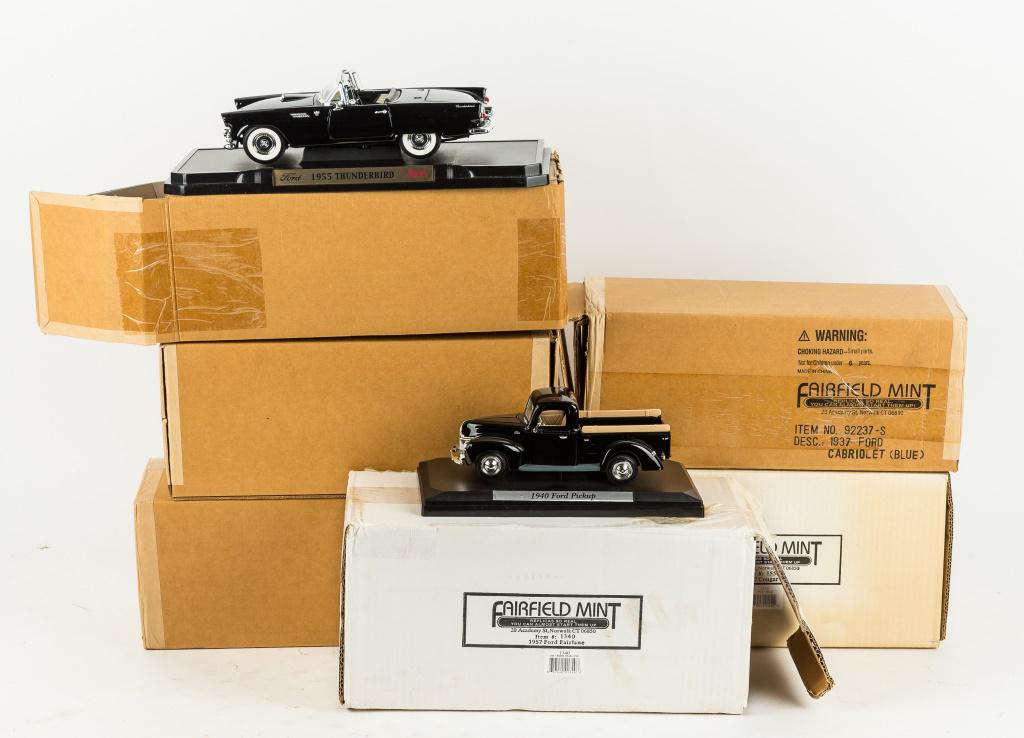 Die Cast Model Cars: Including Road Signature Ford 1957 Thunderbird, 1967 Cougar, 1940 Ford pickup, Road Signature 1937 Ford convertible, Sun Star 1957 Ford Fairlane Skyline, Road Signature 1958 Edsel Citation, and 1955 F