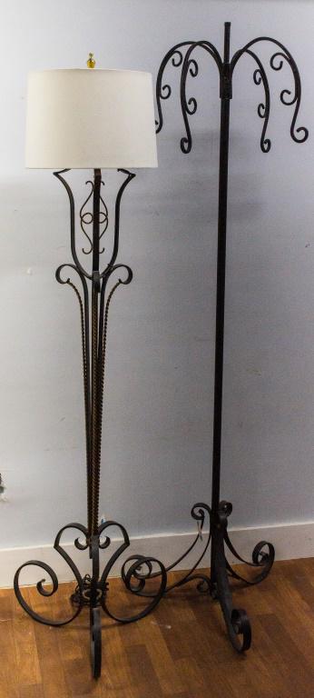 Iron Hall Tree and Floor Lamp: Hall tree is approx 73.5" H. Floor lamp 69" H.