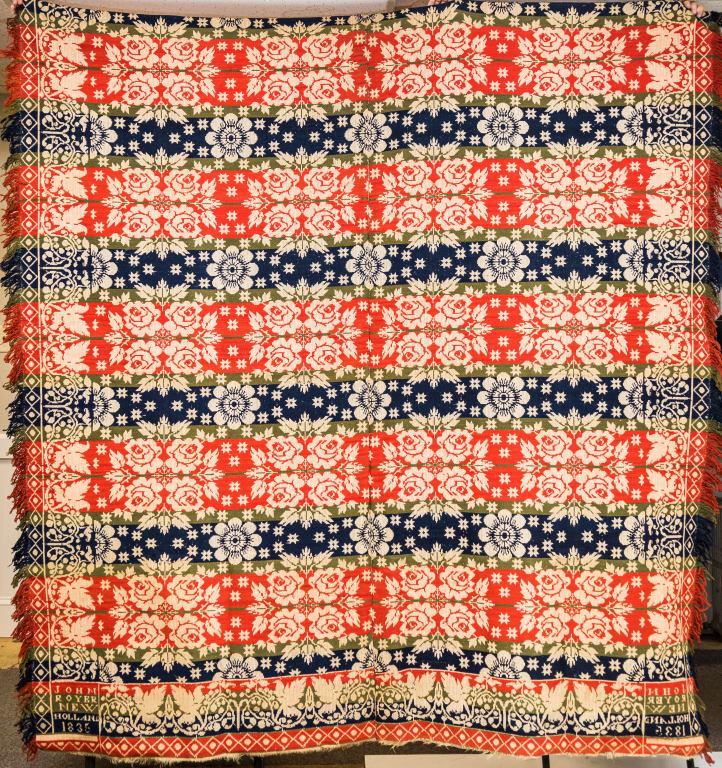1835 John Royer New Holland Jacquard Coverlet (1 of 10)