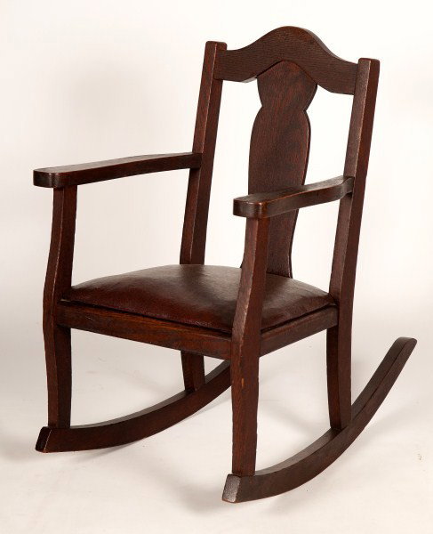 Child's Mission Rocking Chair: Child's Mission rocking chair with leather seat