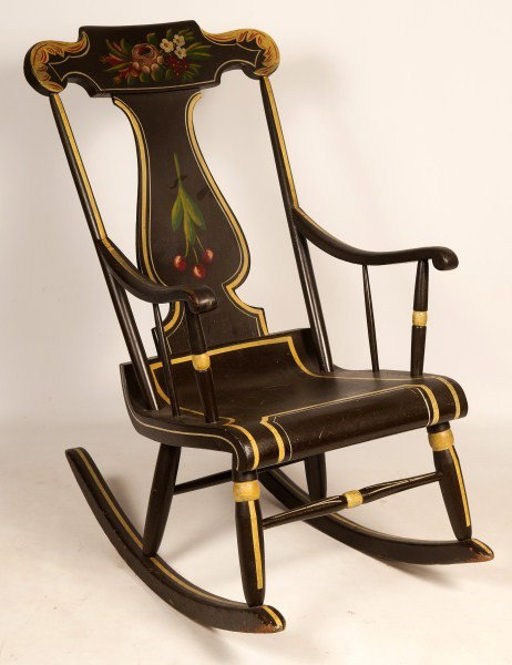 19th C Painted Rocking Chair: 19th C Painted Rocking Chair, signed Jacob R. Bean