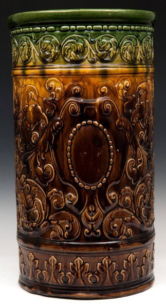 Majolica, Umbrella Stand: Majolica umbrella stand 20"h x 11"di