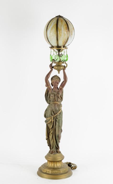 Vintage Slag Glass Prism Figural Lamp (1 of 5)