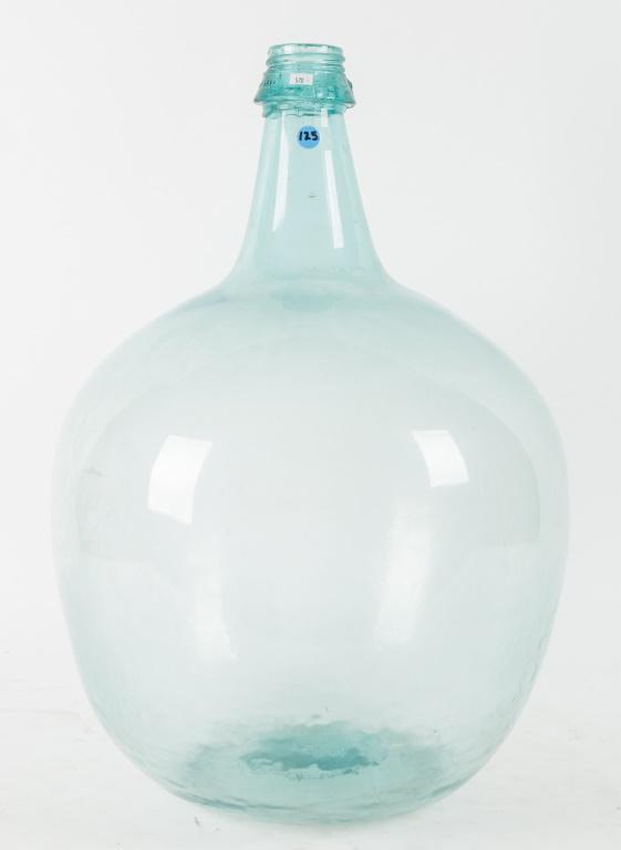Large Blue Glass Demijohn: Large blue glass demijohn or carboy, approx 2' H