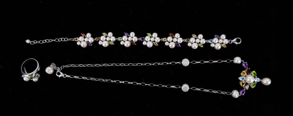 Sterling Pearl & Semi-Precious Jewelry Suite (1 of 3)