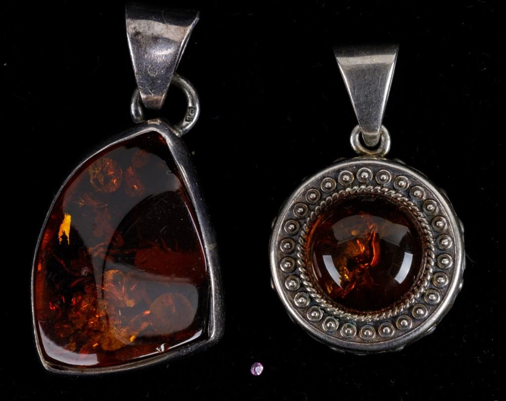 Vintage Sterling Amber Pendants (1 of 2)