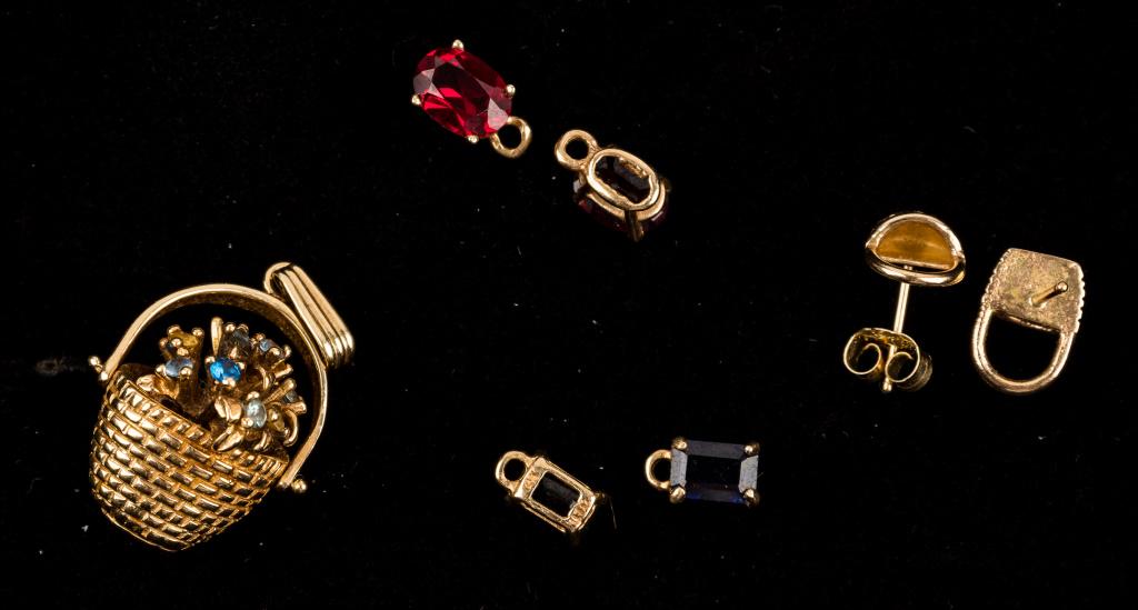 14K Gold Basket Pendant & Earrings (1 of 6)