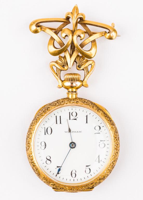 14K Gold Antique Waltham Pin Watch (1 of 9)