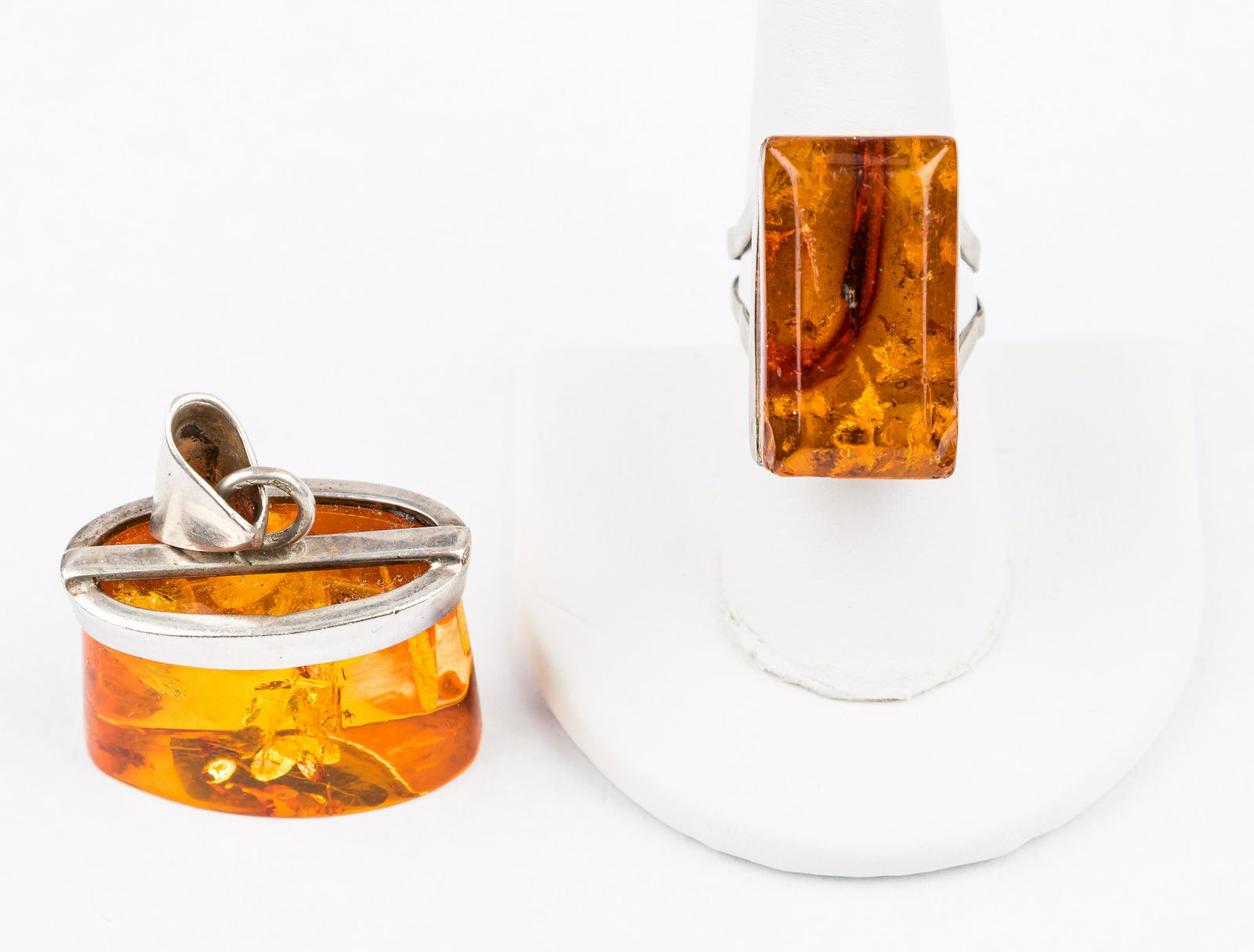 Vintage Sterling Amber Pendant & Ring (1 of 7)