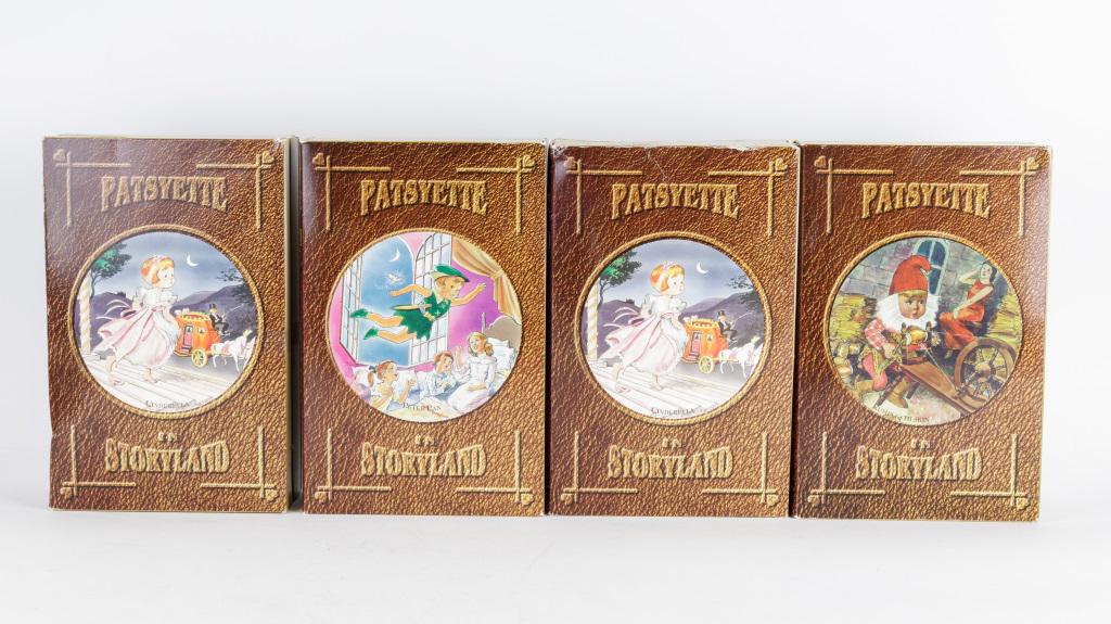 Effanbee Patsyette in Storyland Sets: 4 Effanbee Patsyette in Storyland sets, including Rumplestilskin, 2 Cinderella, and a Peter Pan, boxes with light wear and 1 Cinderella box has bend in spine.