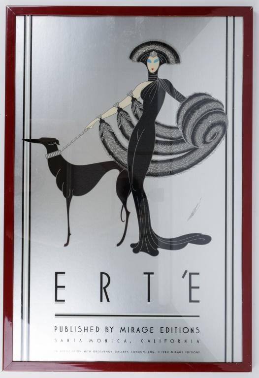 Signed Erte Poster Lady With Dog