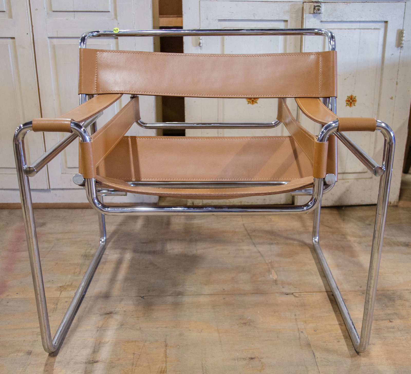 Modernist Chrome and Leather Arm Chair (1 of 4)