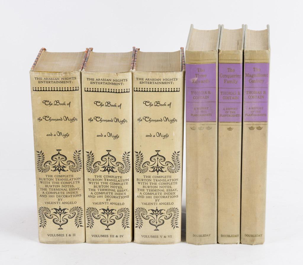 Vintage Books, Arabian Nights and Plantagenets: Arabian Nights 3 Volumes (1 and 2, 3 and 4, 5 and 6) Heritage Press New York 1934. History of the Plantagenets 3 Volumes, Double Day, 1951. All in fair to good condition.