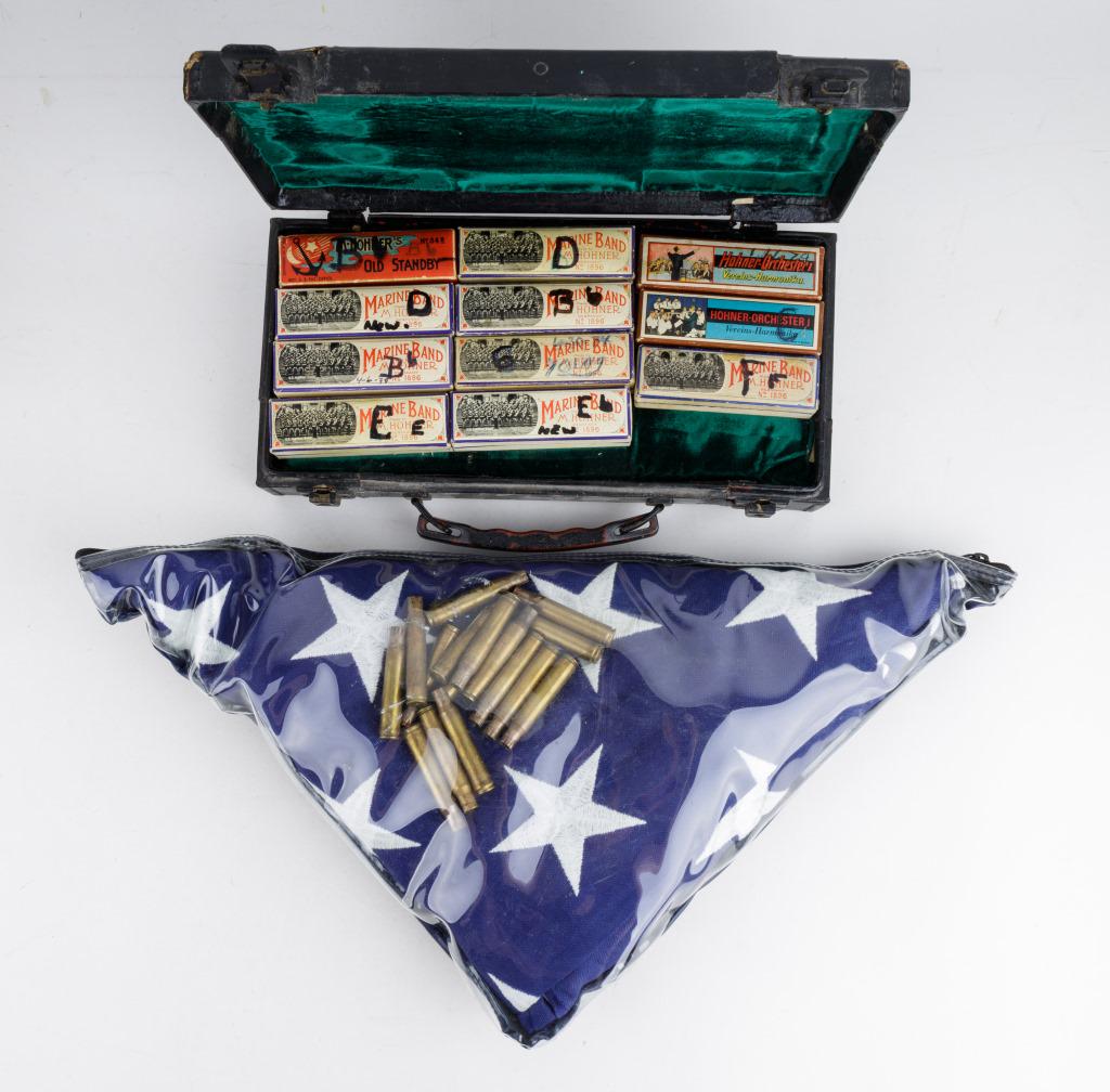 Vintage Hohner Harmonica Lot and American Flag (1 of 4)