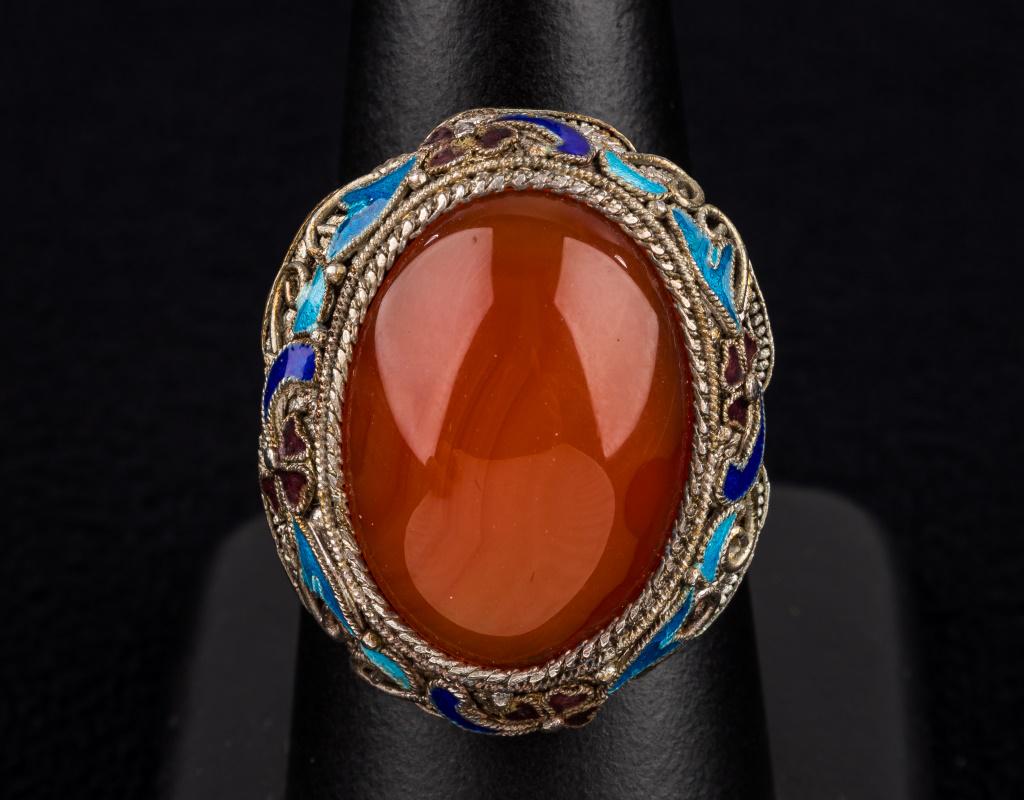 Vintage Chinese Enamel Silver Ring (1 of 5)