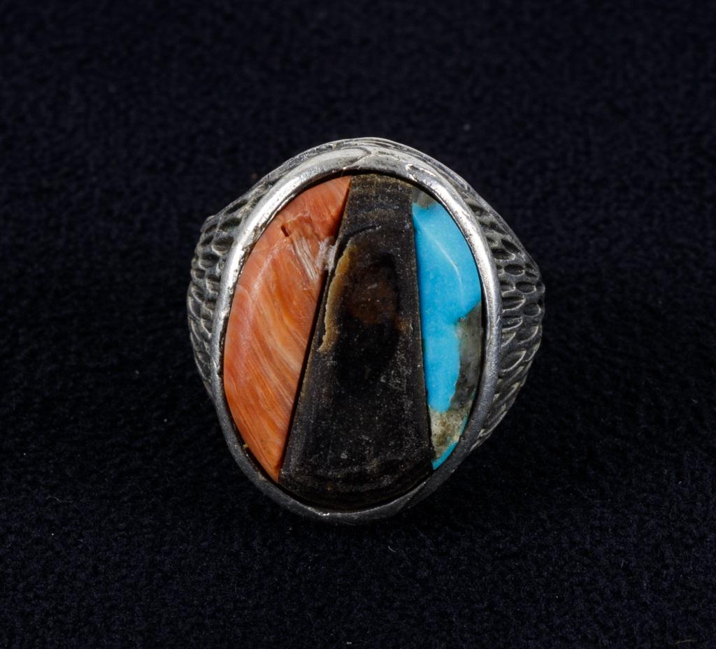 Native American Sterling Turquoise Ring Sz 9 (1 of 3)