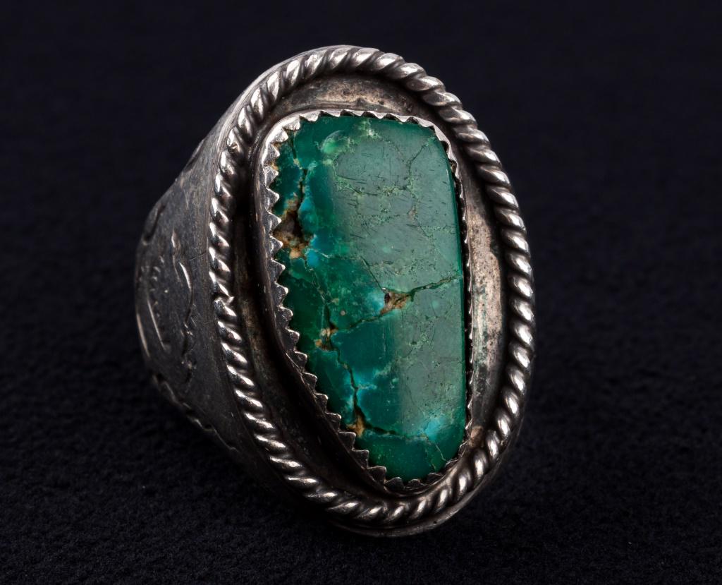 Antique Native American Sterling Turquoise Ring (1 of 3)