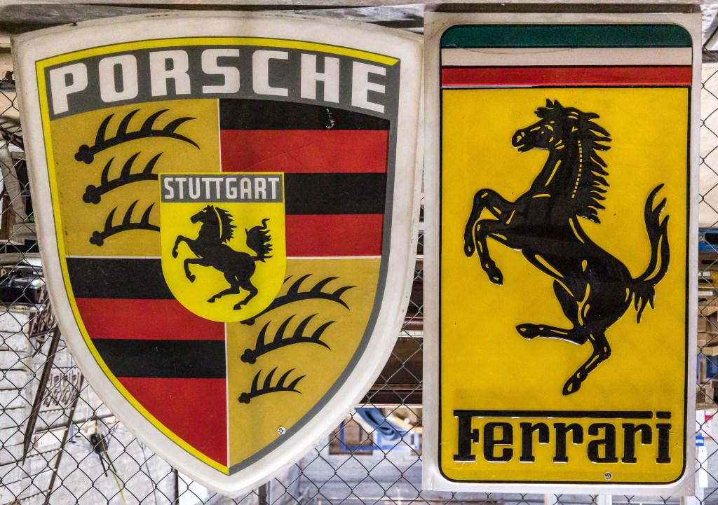 Vintage Ferrari and Porsche Car Signs (1 of 3)