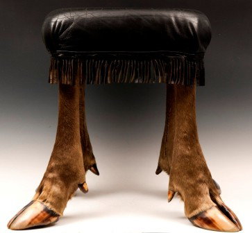 African Cape Buffalo Hoof Stool: African Cape Buffalo Hoof Stool c1950 22"h 24"square