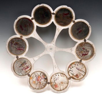 Magic Lantern Reel: One magic lantern reel with 10 color viewer slides on one wheel, 15"