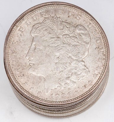 (10) Morgan Silver Dollars: Ten Morgan Silver Dollars including nine 1921 and one 1899