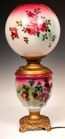 Floral Gone With the Wind Lamp: Floral Gone With the Wind lamp measuring 21- 1/2"h