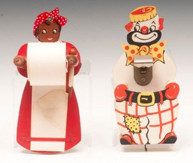Black Americana: "Mammy" shopping list wood plaque, wall mount 9-1/2" along with a clown wall plaque bottle opener 9-1/2"