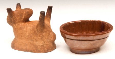Red ware Molds: One 6" rabbit and one 6-1/2" pineapple form red ware molds