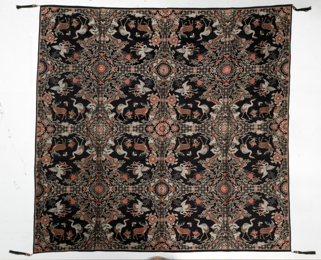 Antique Chinese Silk Deer Panel Brocade (1 of 3)