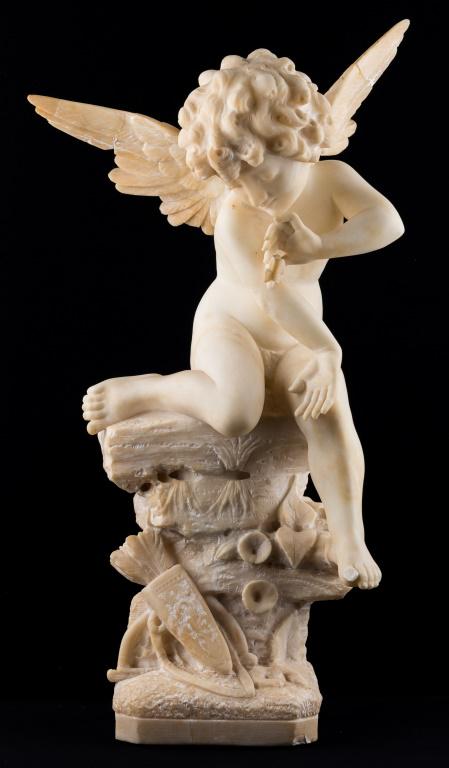 Alabaster Angel Statue and Pedestal (1 of 18)