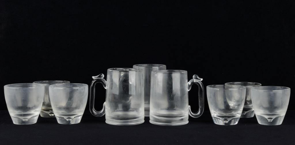 Steuben Mugs and Rock Glasses: Three mugs and six rocks glasses. They are not fogged, they are just not washed/dusty.
