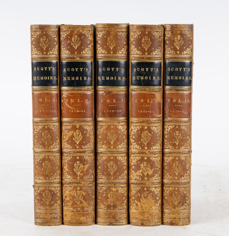 Memoirs of the Life of Sir Walter Scott, Bart.: Antique books. Sir Walter Scott 1771-1832. Bart for Baronet. Second edition, Volume 2, 7,and 10