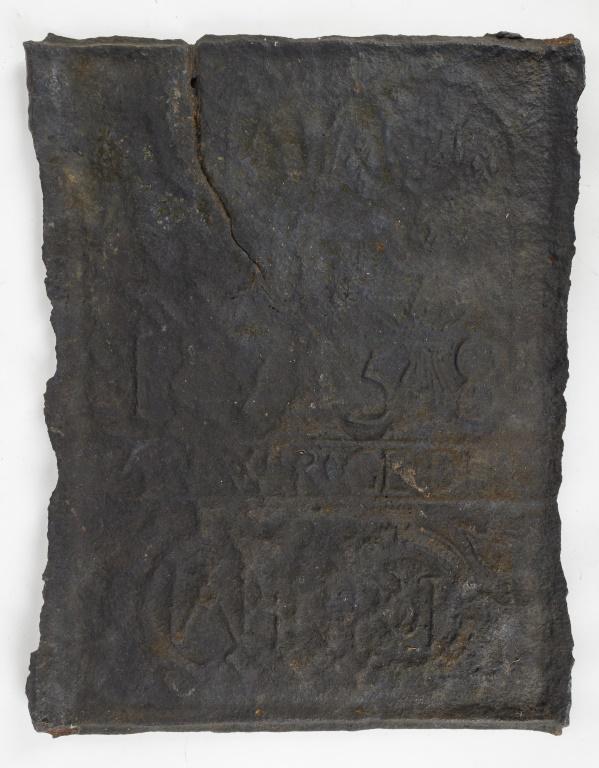 York Co. Pennsylvania Codorus Furnace Stove Plate: York County, Pennsylvania stove plate dated 1758 measures 17" H x 22" W. Cast iron from Codorus Furnace, PA. Signed James Smith on reverse The provenance and more information on reverse Special shippi