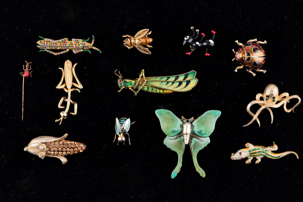 Czechoslovakia Grasshopper, Estate Insect Broochs (1 of 2)