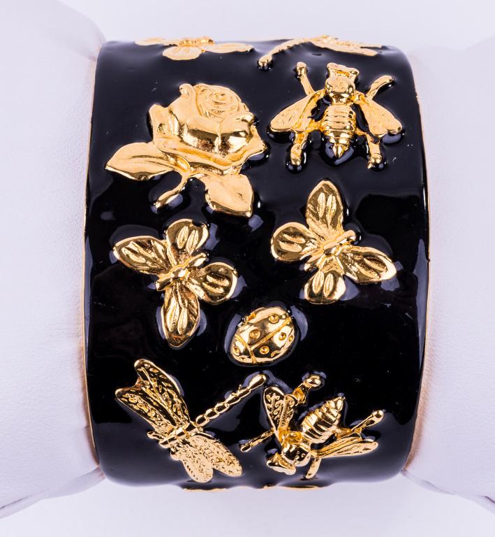 Kenneth Jay Lane Black Enamel Insect Bracelet (1 of 4)