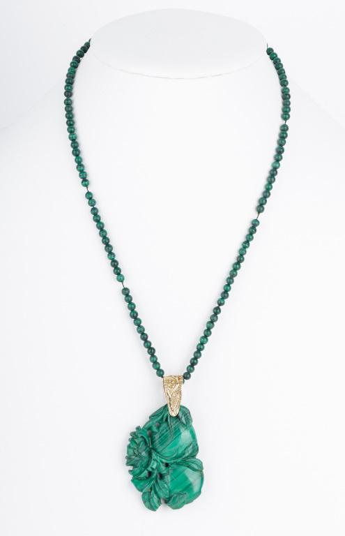 14K Gold Asian Style Malachite Necklace (1 of 3)