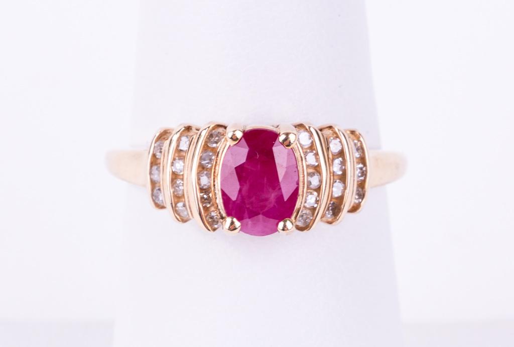10K Gold Diamond & Ruby Ring (1 of 5)