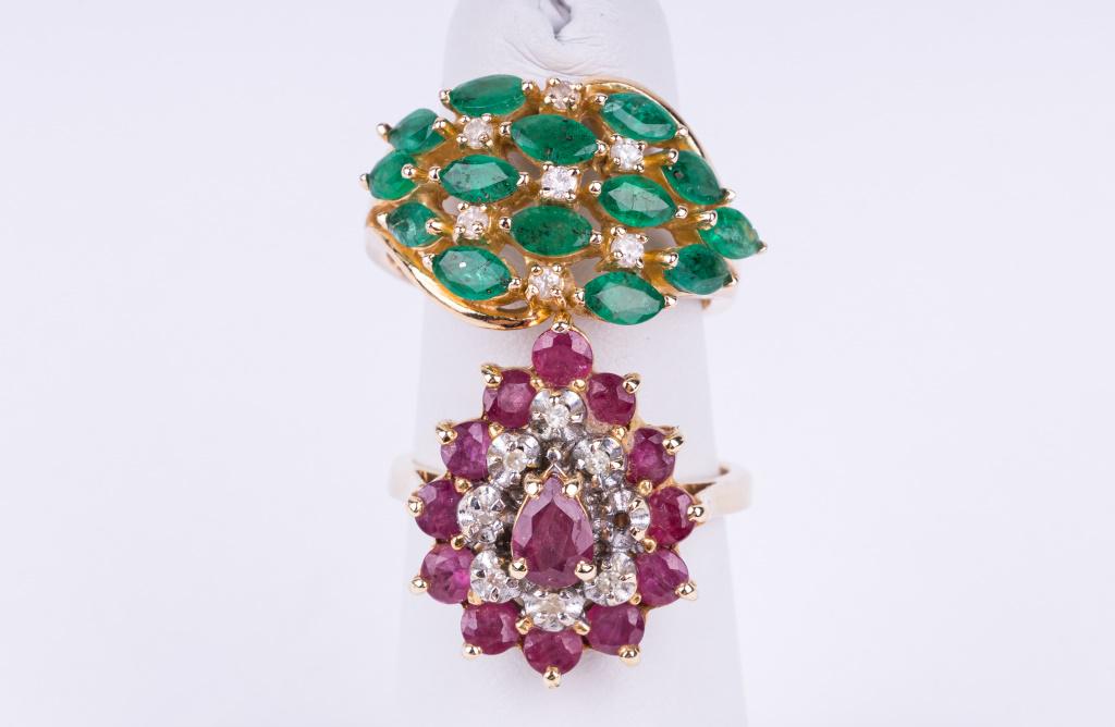 14K Gold Diamond & Semi Precious Stone Rings (2) (1 of 11)