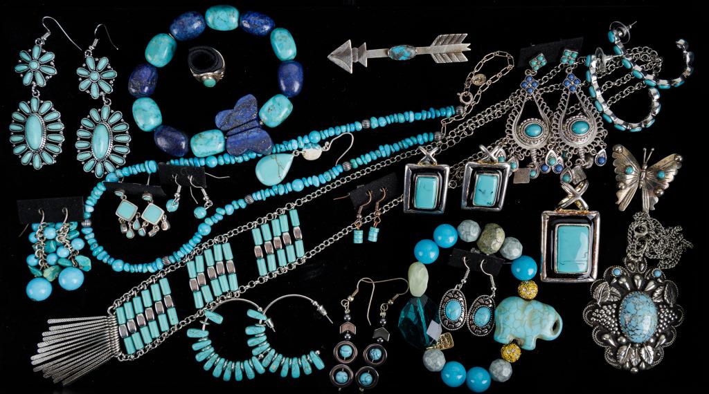 Sterling, Turquoise, and Faux Turquoise Jewelry (1 of 4)